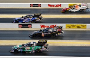 Funny Car final (from top): Tim Wilkerson, Robert Hight, Alexis DeJoria and John Force