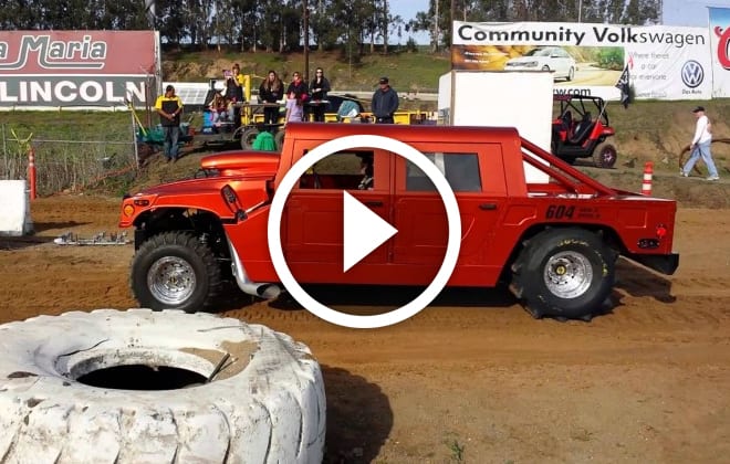 Mud Drag Hummer Throws Ridiculous Rooster Tail, Drag Illustrated
