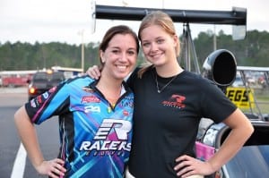 Megan (right) with friend, crew member and aspiring A/Fuel driver-in-training Marina Anderson.
