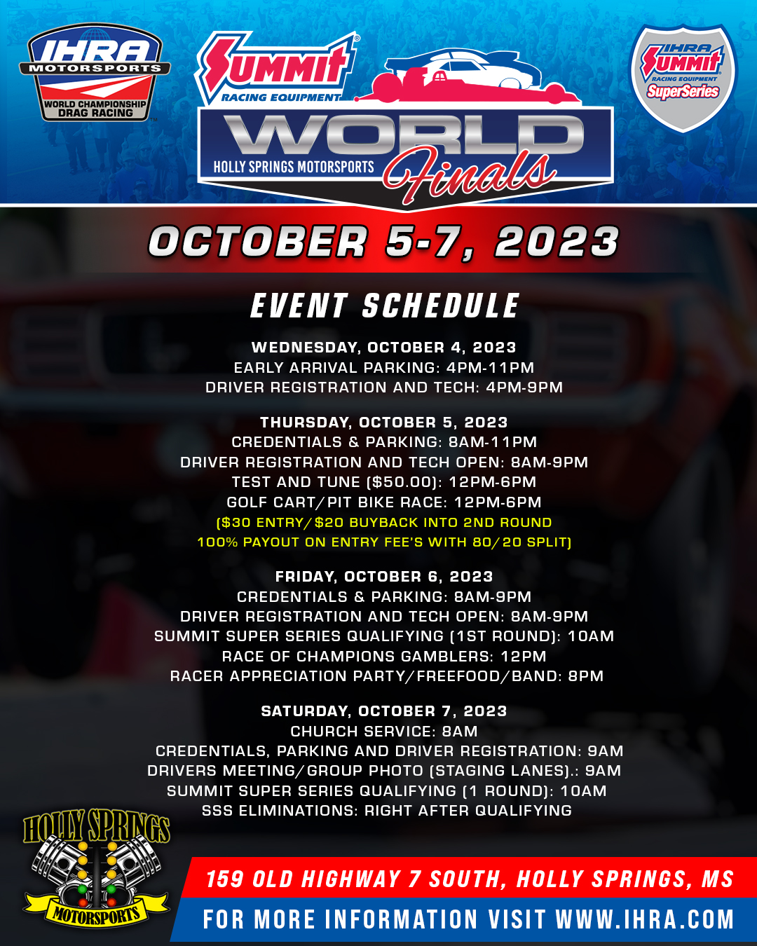 Schedule For IHRA Summit SuperSeries World Finals Announced Drag