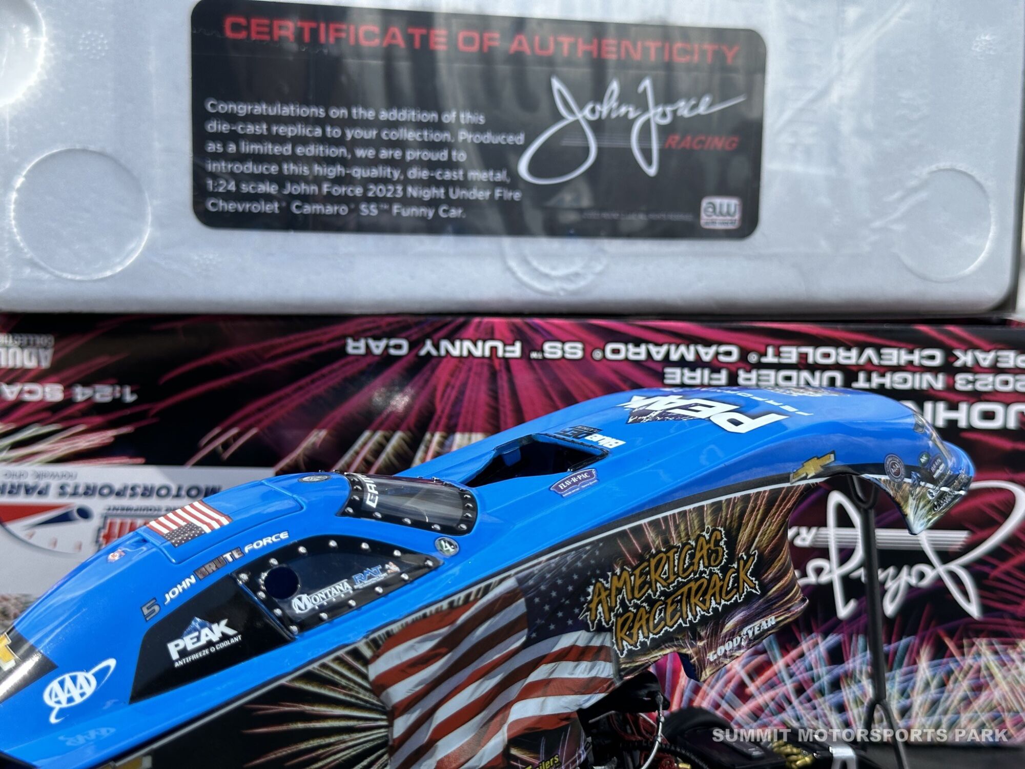 Collectible DieCast Cars Celebrate John Force, Summit Motorsports Park