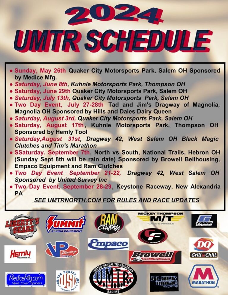 United Manual Transmission Racers North Announces 2024 Schedule Drag