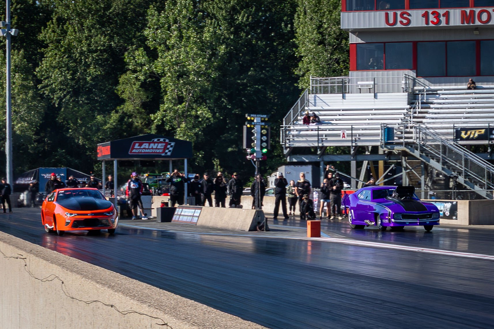 Lyle Barnett and Chris Daniel on the side-by-side Saturday morning pass that rewrote the screw-blown door car record book at Shakedown XXIII at M'Town.