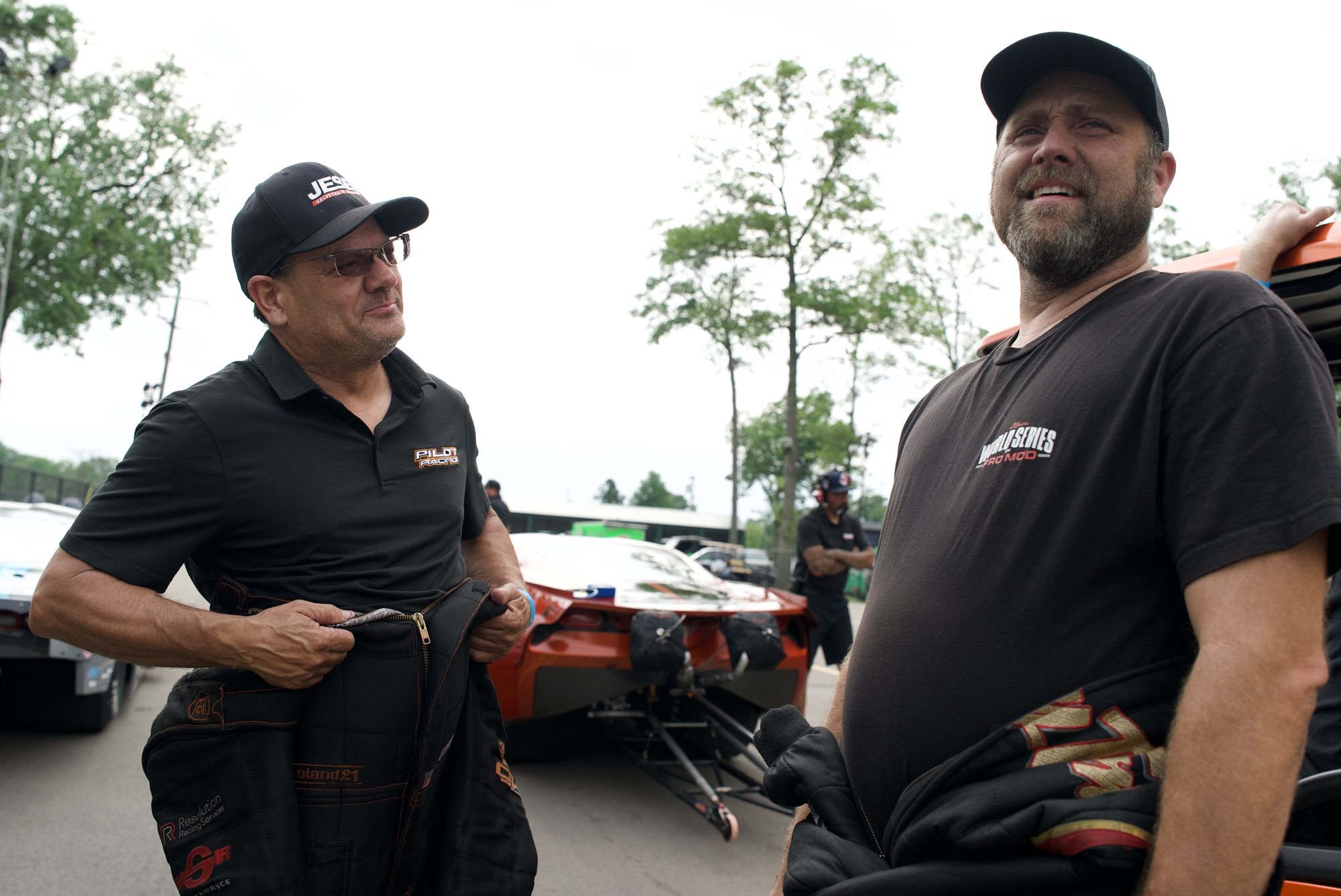 Jason Harris and Steve King in the pits at IHRA Pro Mod Mania at Milan Dragway.