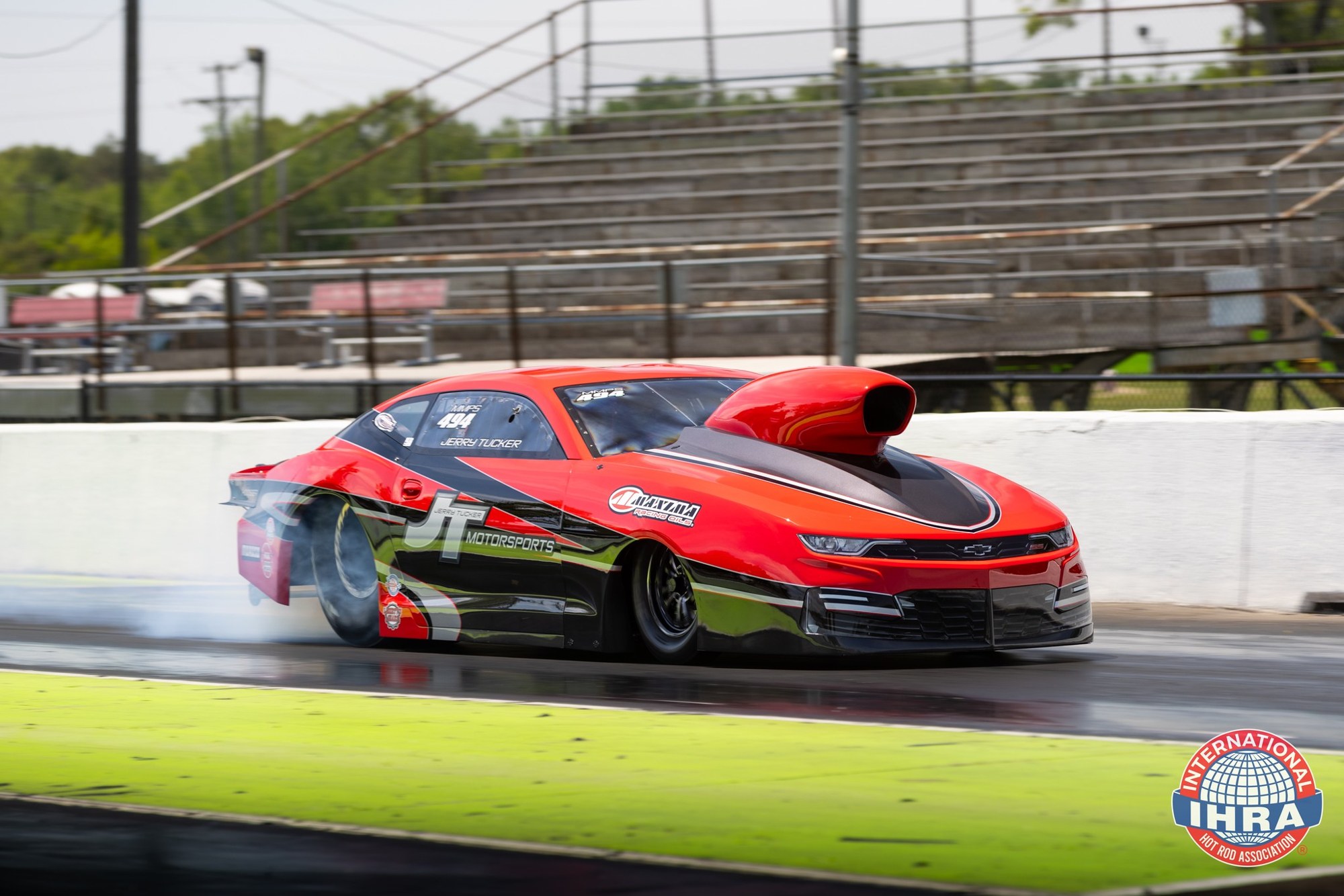 Jerry Tucker's JT Motorsports Mountain Motor Pro Stock Camaro at IHRA Pro Mod Mania at Milan Dragway.