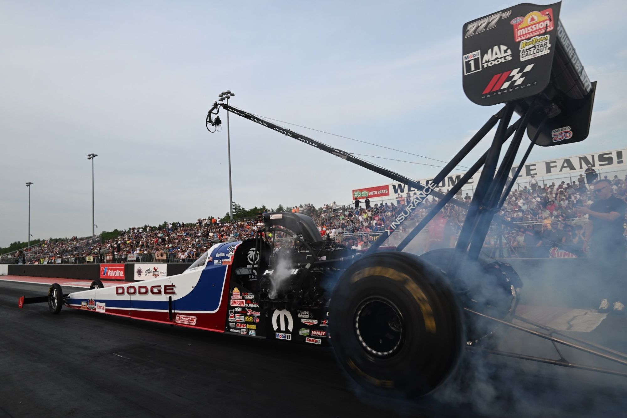 Leah Pruett's Top Fuel dragster at the NHRA New England Nationals.