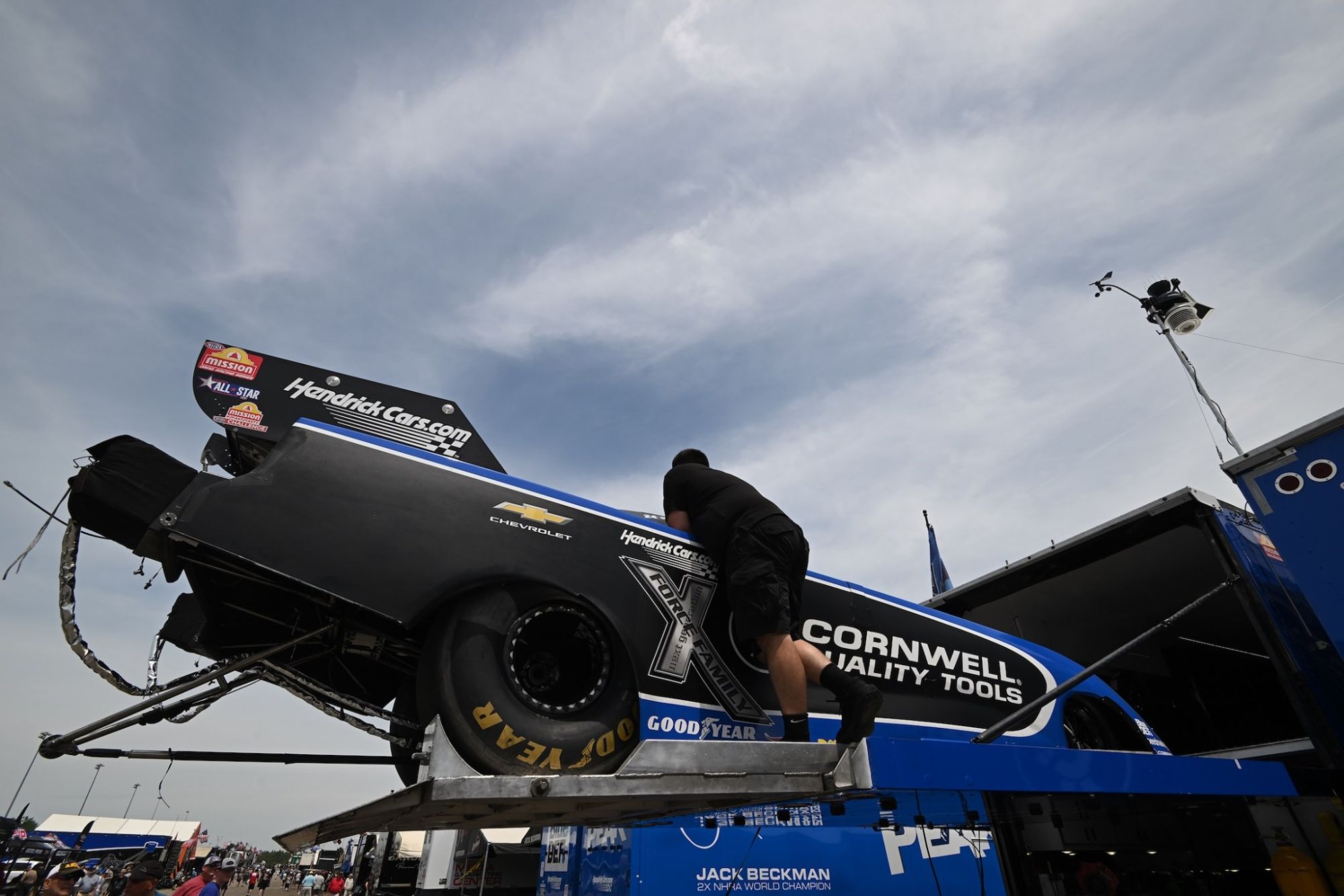 Jordan Vandergriff's Cornwell Tools Camaro Funny Car at the NHRA New England Nationals.