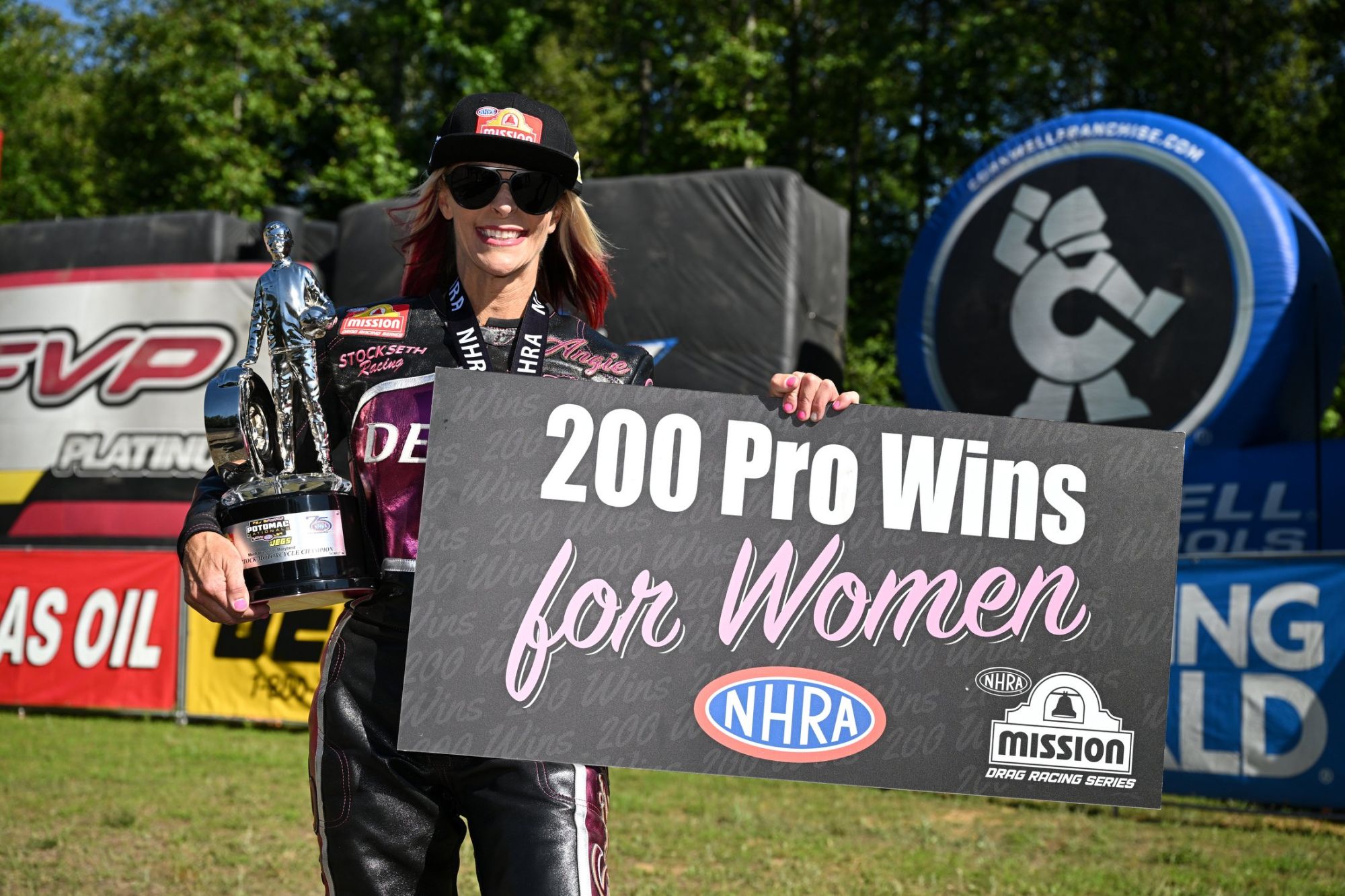 Angie Smith captures the 200th NHRA Mission Foods Drag Racing Series victory by a woman at the 2026 inaugural NHRA Potomac Nationals.