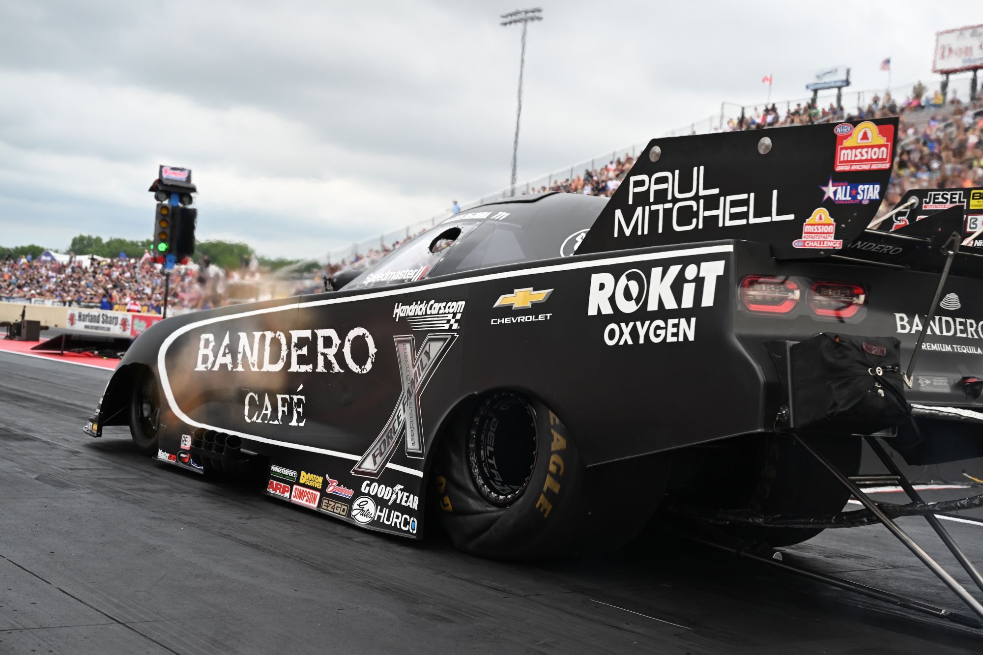 Alexis DeJoria during eliminations at the NHRA Norwalk Nationals