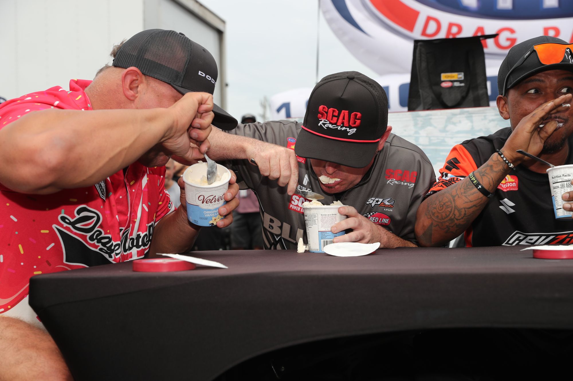 Competitors dig in at the Summit Motorsports Park ice cream eating contest
