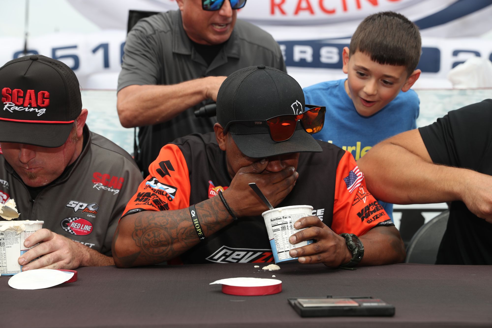 Action from the Summit Motorsports Park ice cream eating contest at NHRA Norwalk