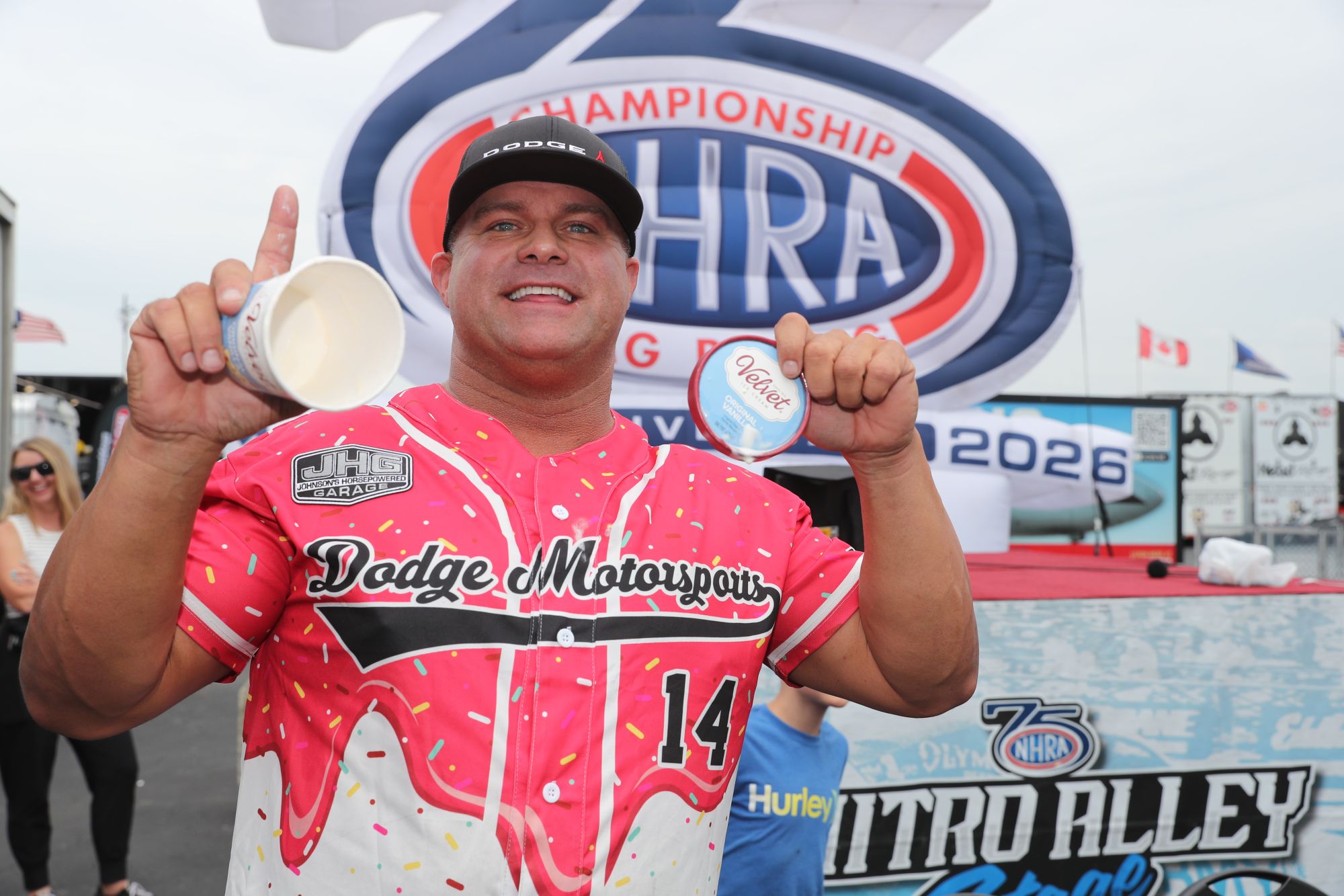 Action from the Summit Motorsports Park ice cream eating contest at NHRA Norwalk