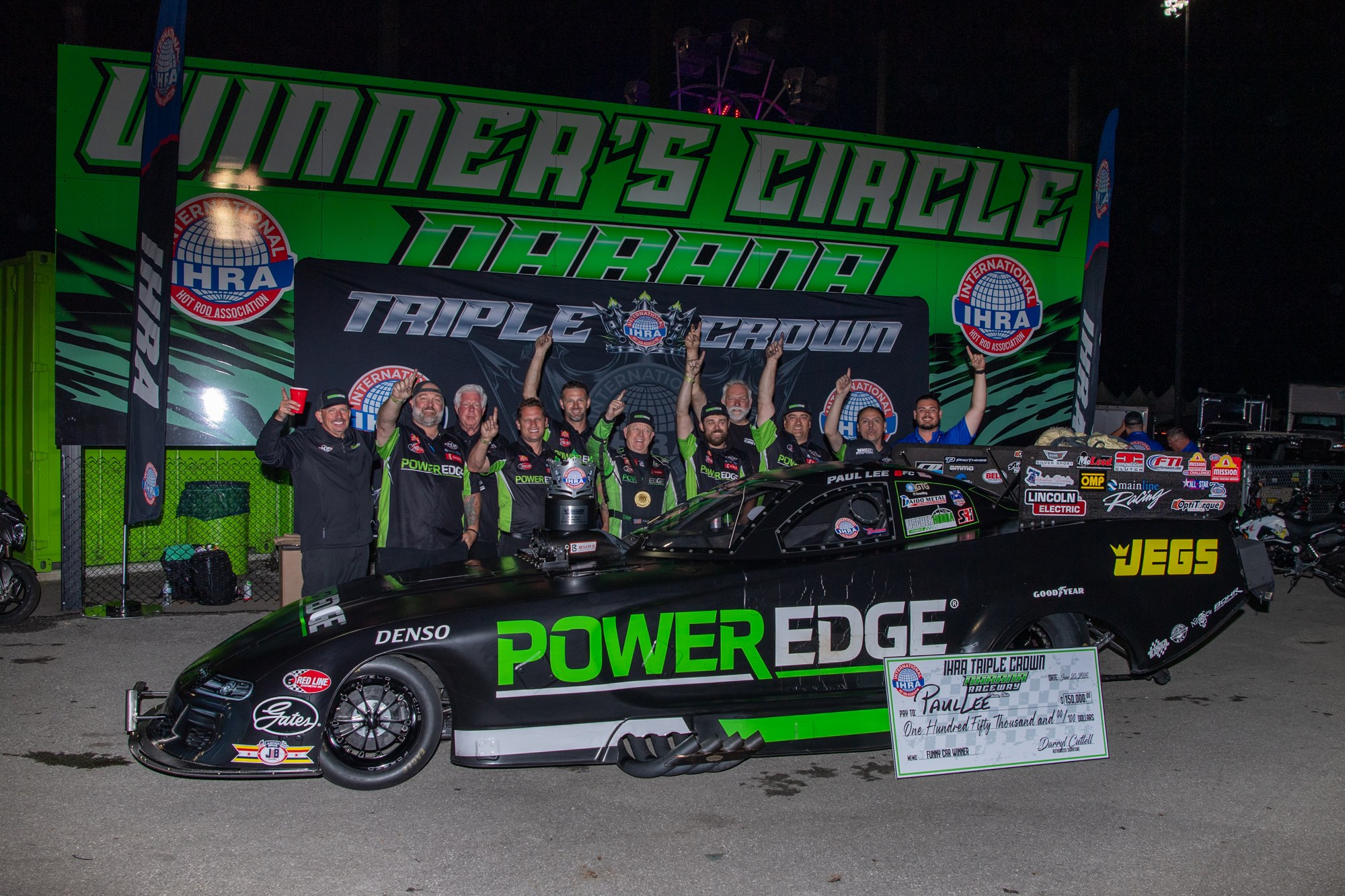 Paul Lee, Funny Car winner at the 2026 IHRA Triple Crown at Darana Raceway.