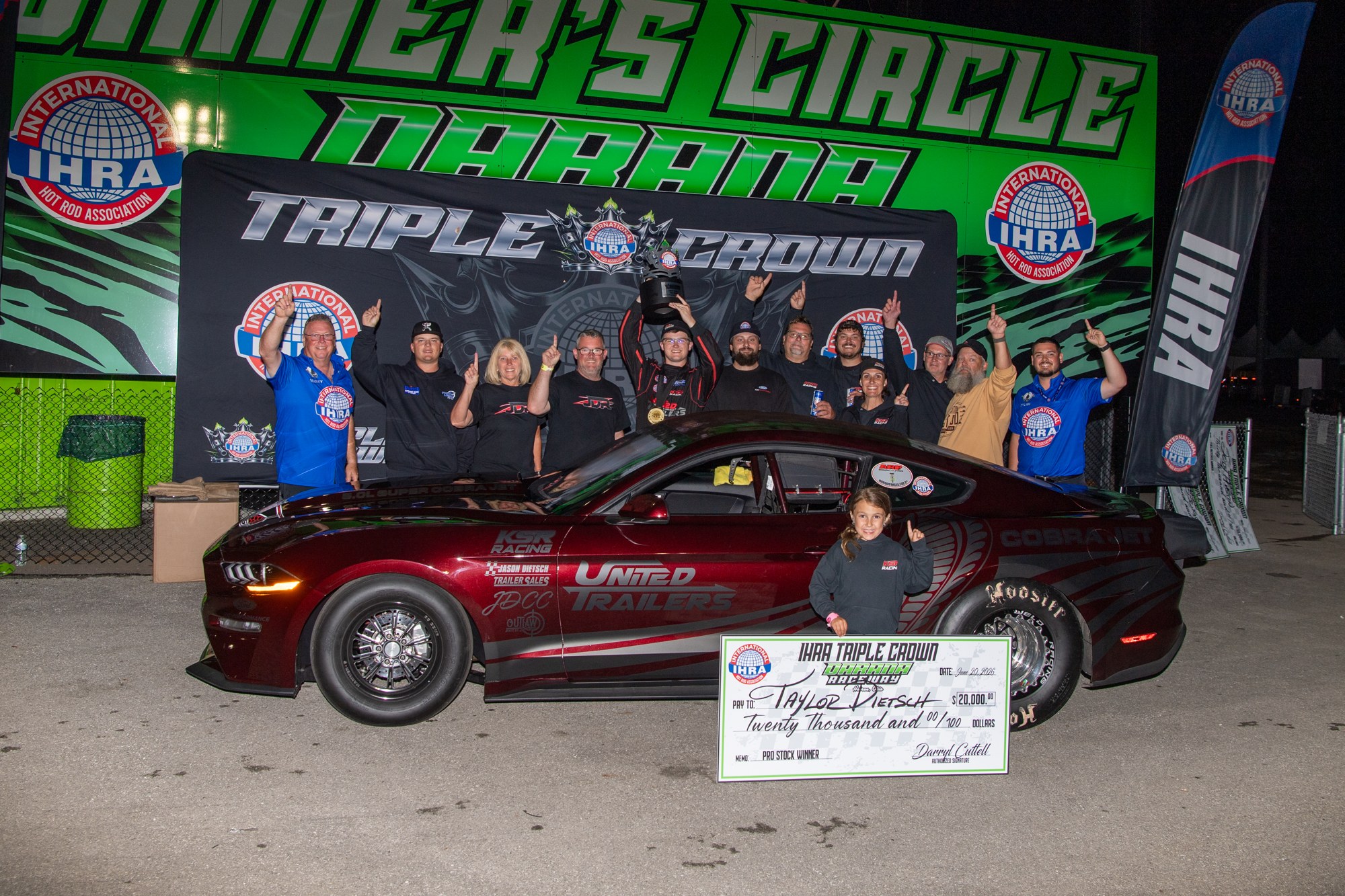 Taylor Dietsch, Pro Stock winner at the 2026 IHRA Triple Crown at Darana Raceway.