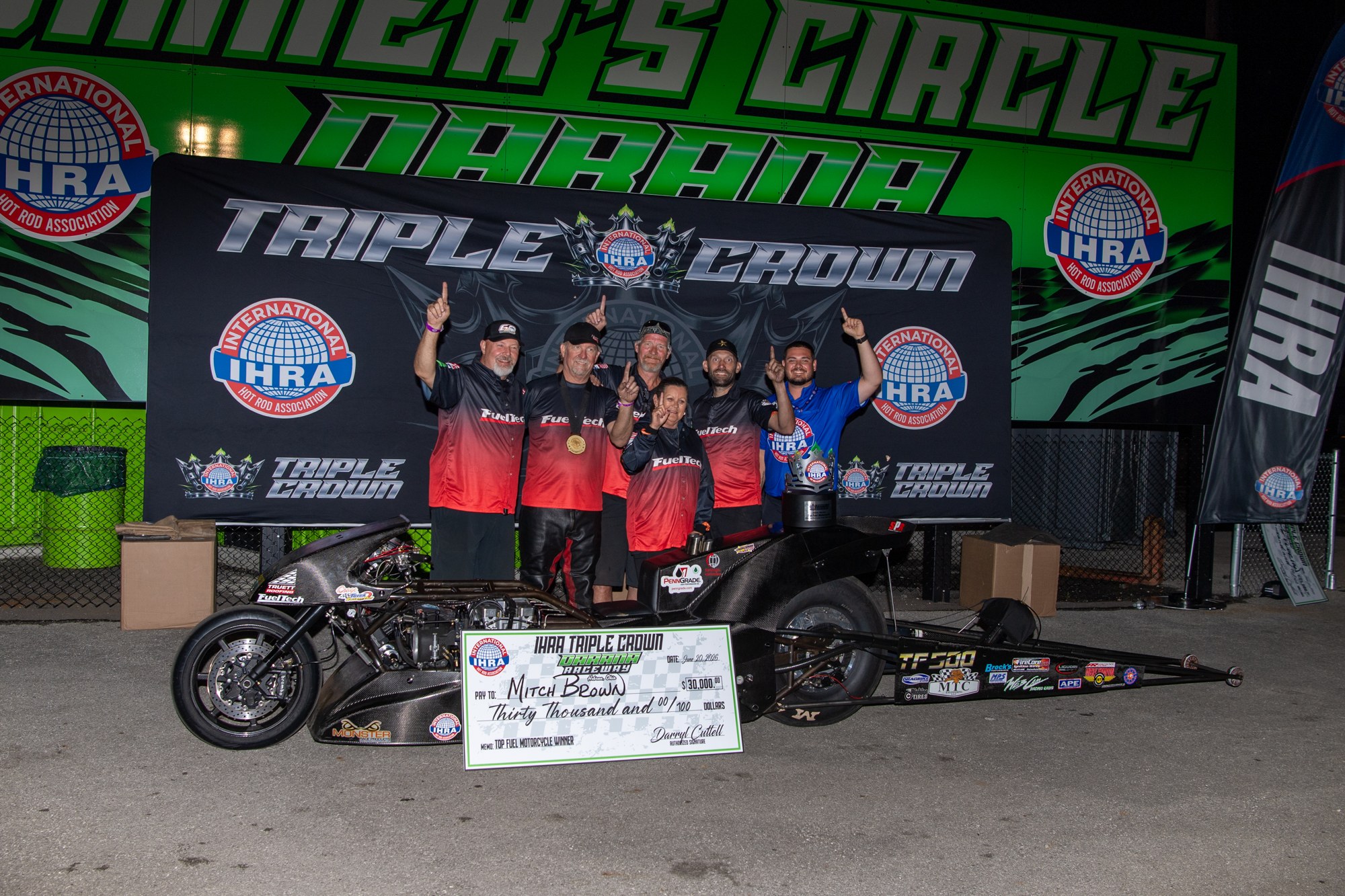 Top Fuel Motorcycle winner at the 2026 IHRA Triple Crown.