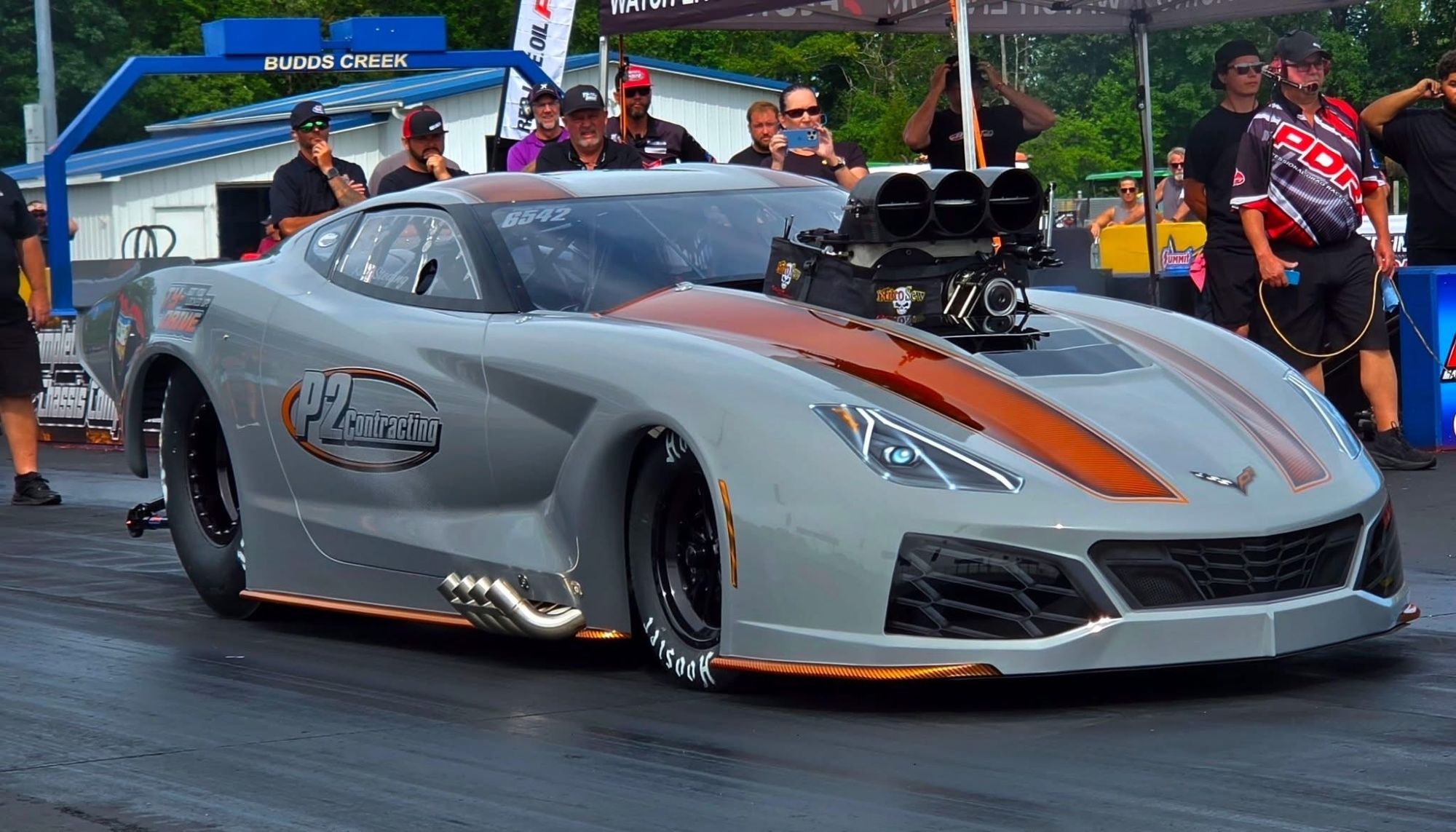 Kurt Steding's new Jerry Bickel Race Cars-built P2 Contracting Corvette in PDRA Pro Boost at Maryland International Raceway