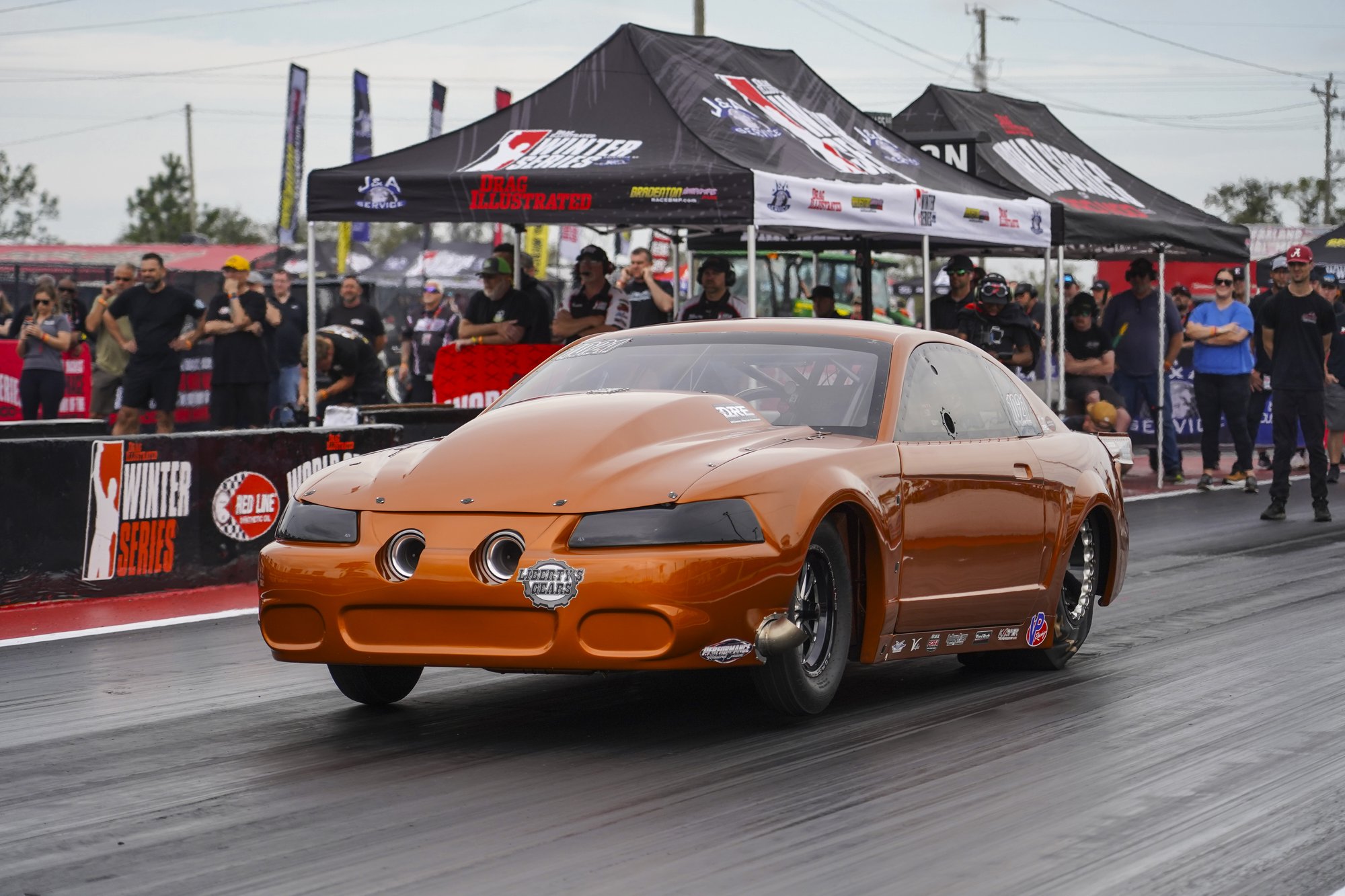 Jerry Morgano's 'Copperhead' Mustang ran a 3.829 to lead Pro 10.5 qualifying.