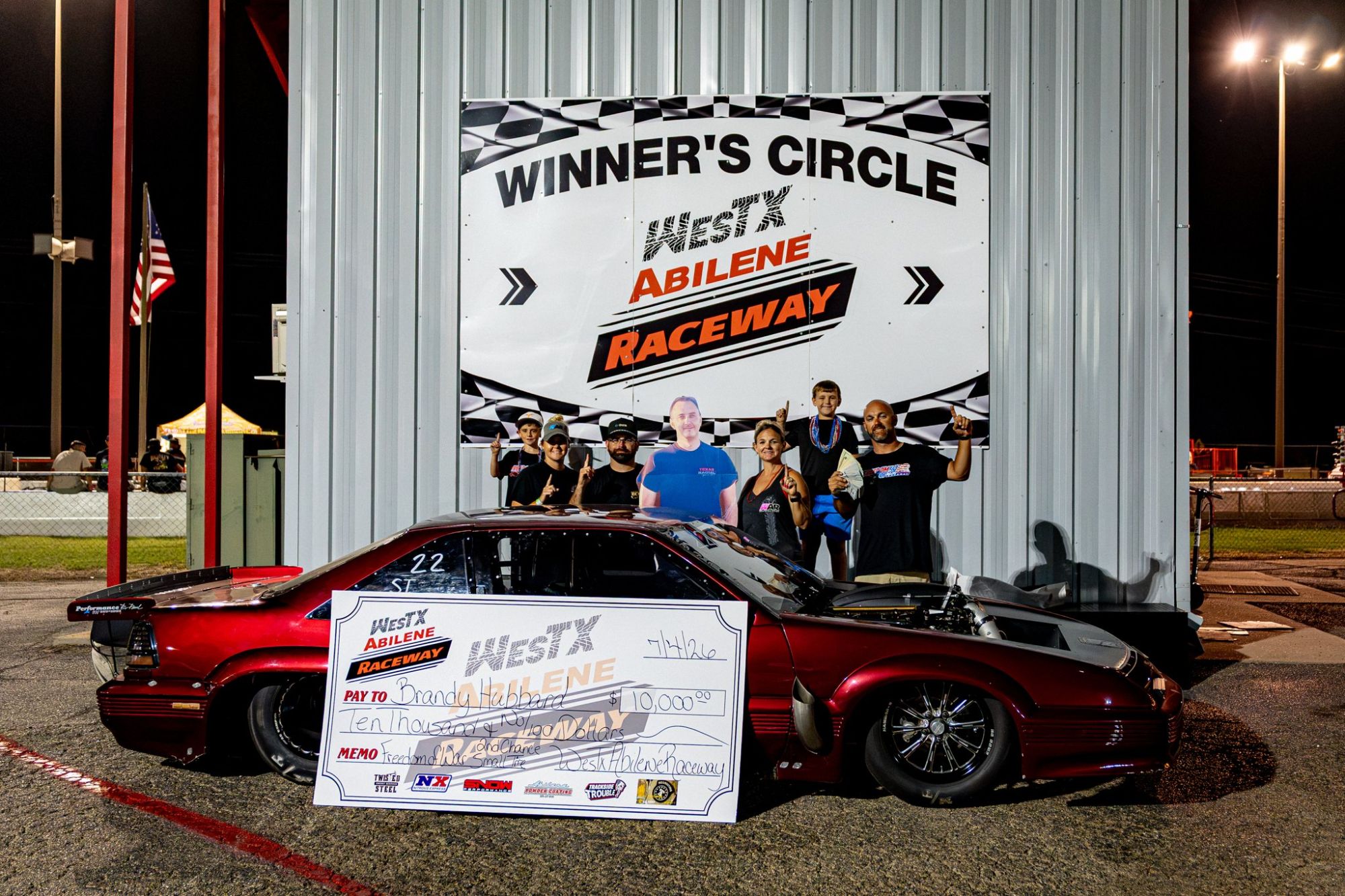Winner's circle at the Freedom of War No Prep, WestX Abilene Raceway 2026