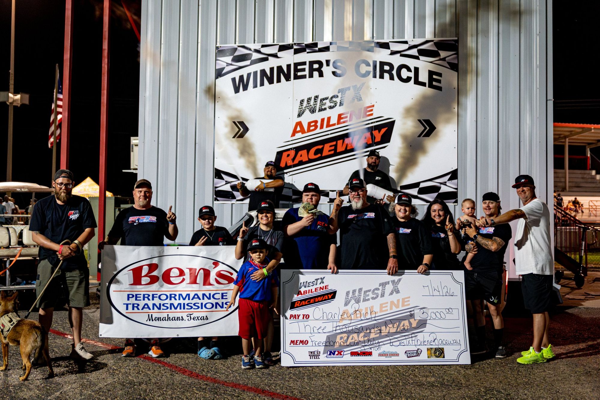 Winner's circle at the Freedom of War No Prep, WestX Abilene Raceway 2026