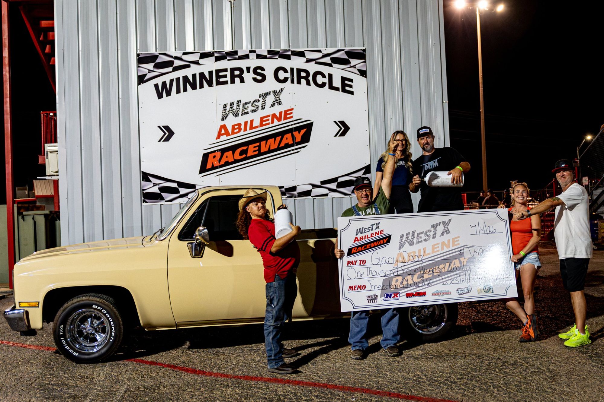 Winner's circle at the Freedom of War No Prep, WestX Abilene Raceway 2026