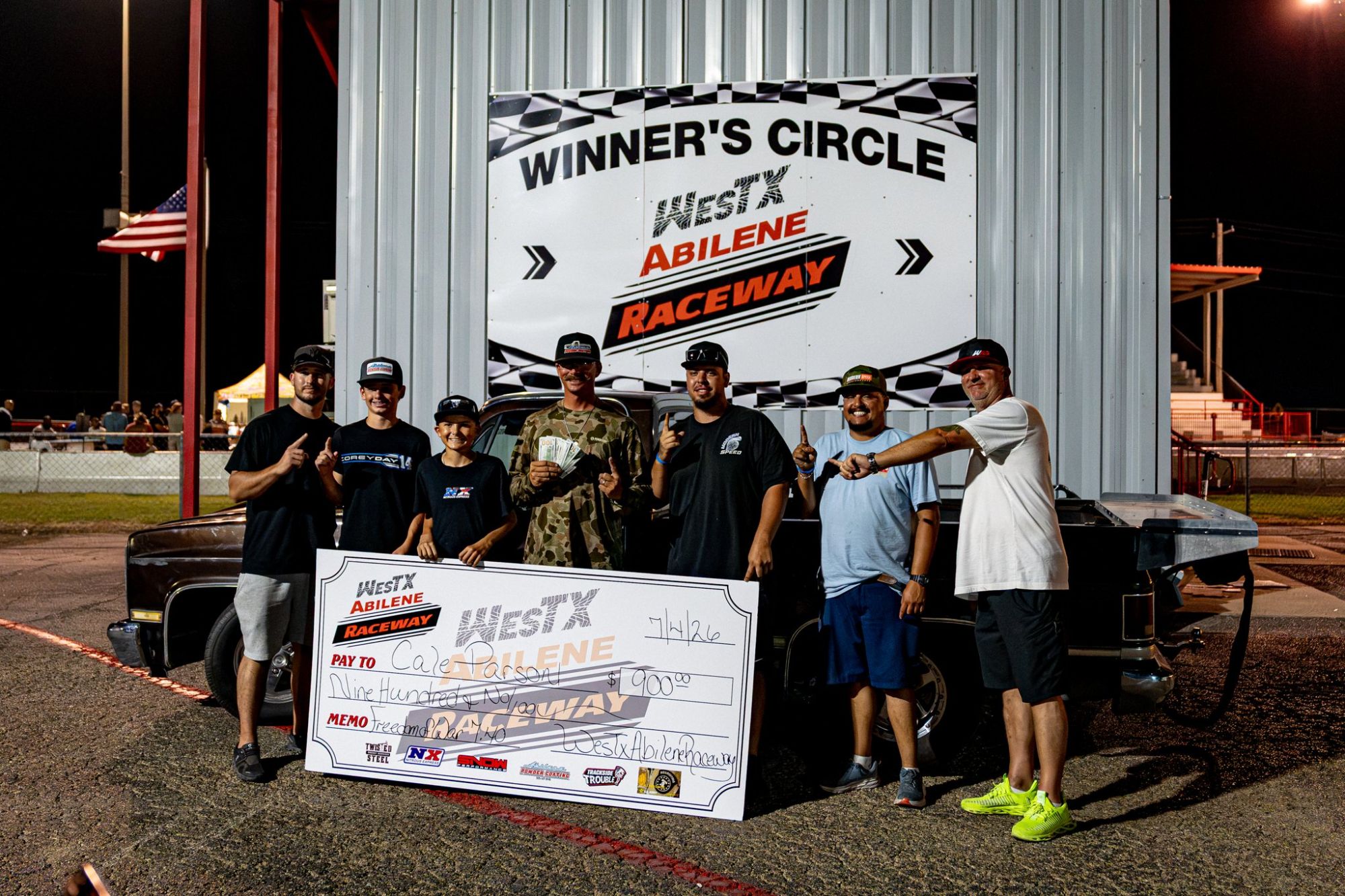 Winner's circle at the Freedom of War No Prep, WestX Abilene Raceway 2026
