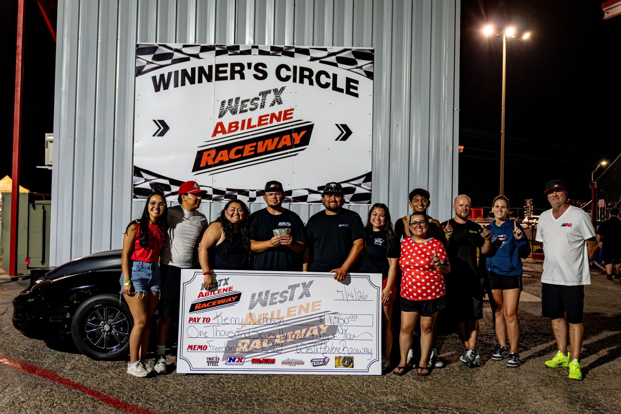 Winner's circle at the Freedom of War No Prep, WestX Abilene Raceway 2026
