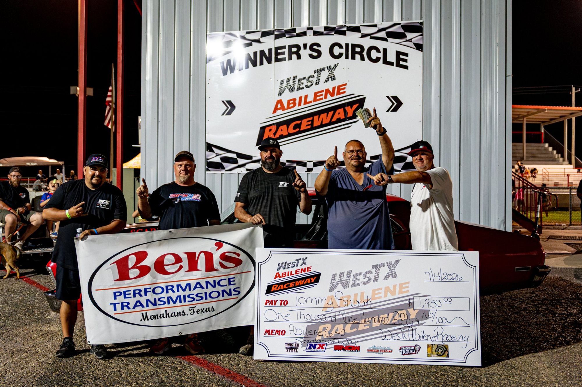 Winner's circle at the Freedom of War No Prep, WestX Abilene Raceway 2026