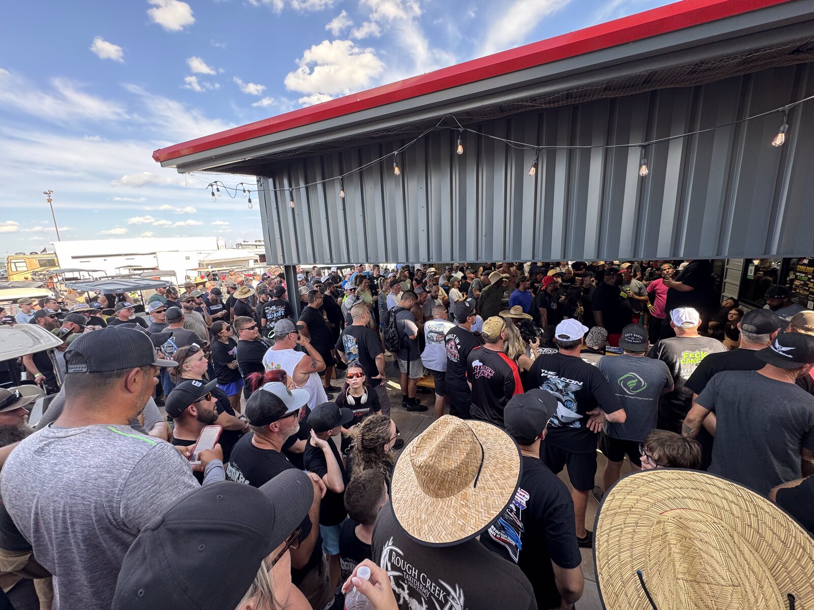 Drivers gather for the meeting at the Freedom of War