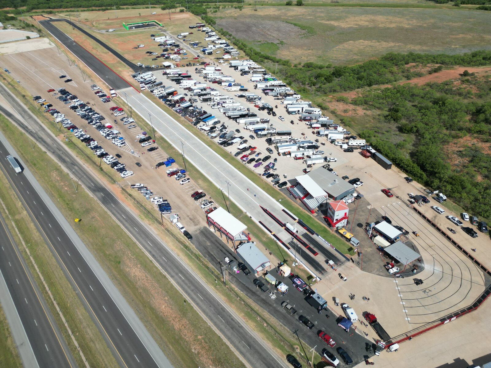 WesTx Abilene Raceway aerial as teams arrive for the Freedom of War