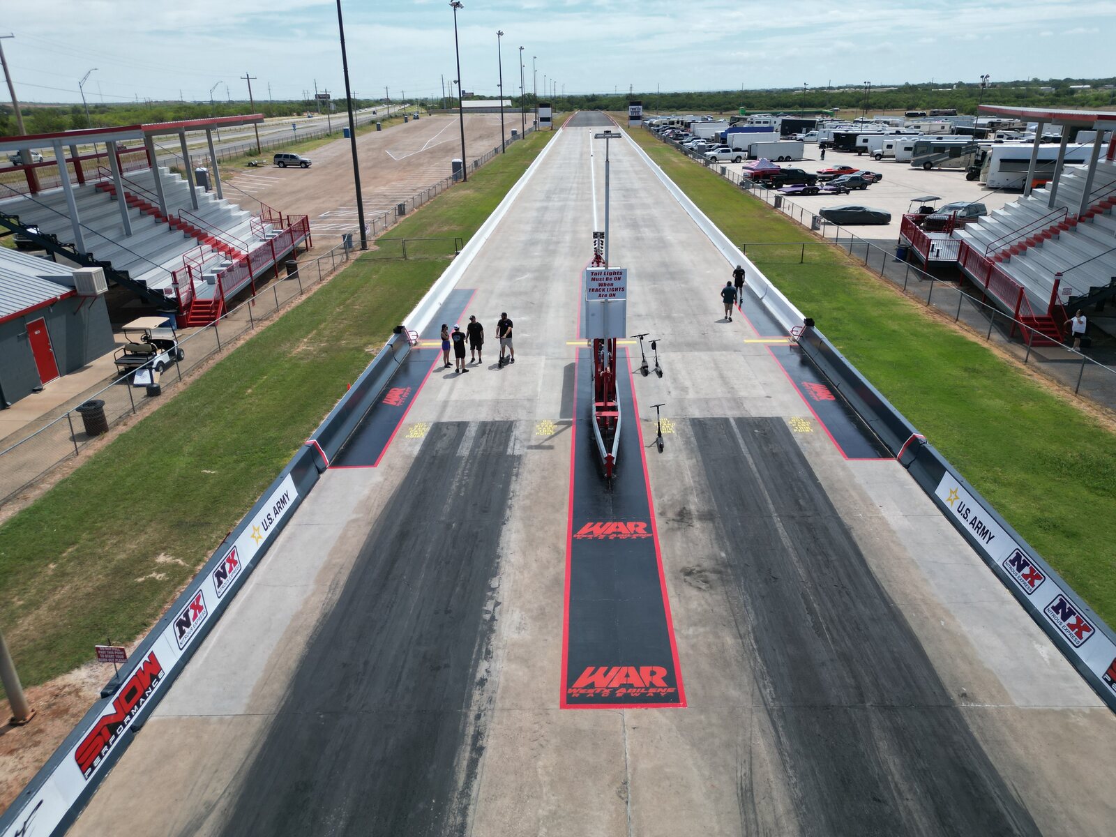 Aerial view of WesTx Abilene Raceway starting line