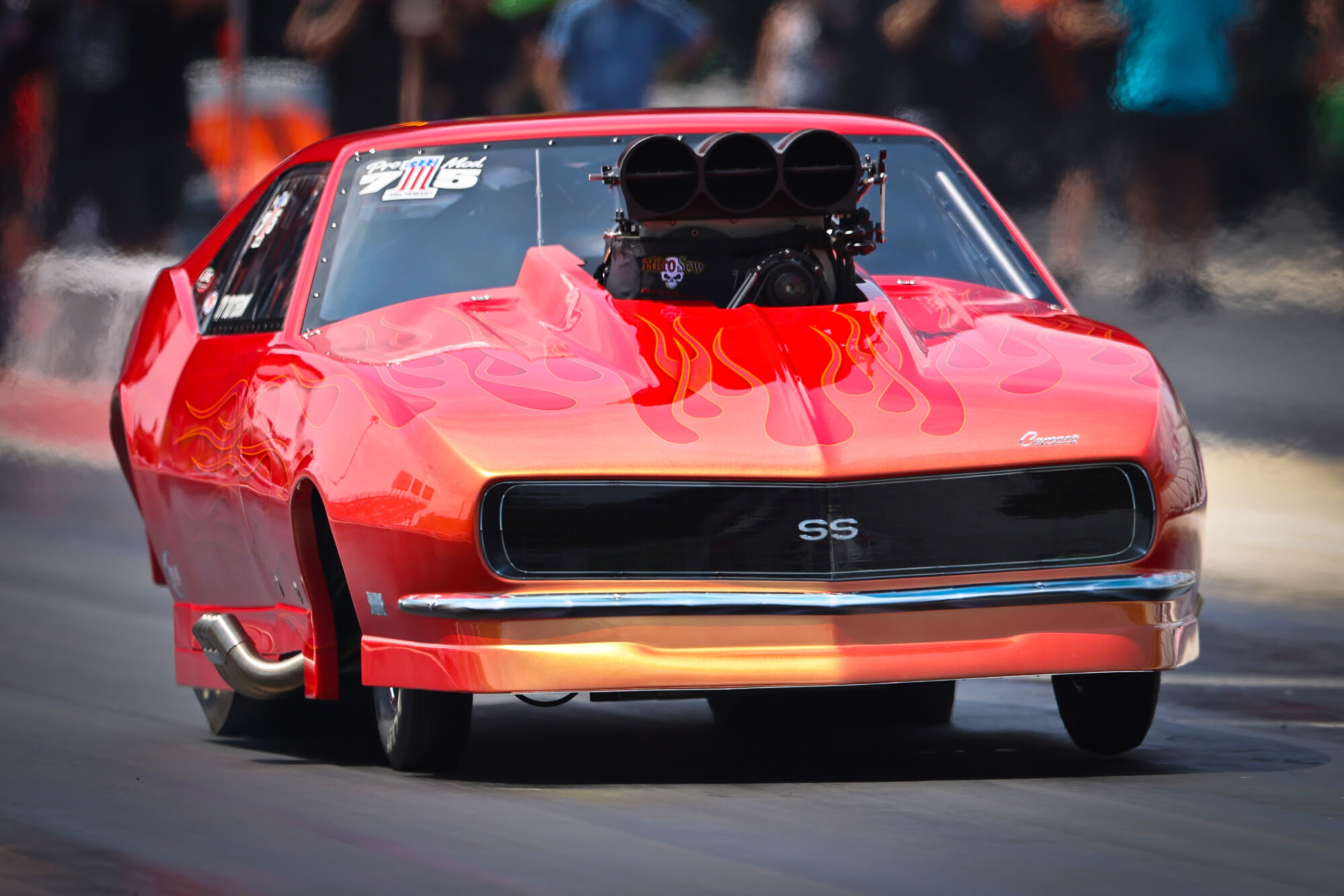 Ty Tutterow's flamed 1968 Camaro, Pro Boost No. 1 qualifier at Bristol