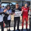 Joey Gladstone holds a rendering of his 2027 RAD Torque Systems Matt Smith Racing Buell Pro Stock Motorcycle