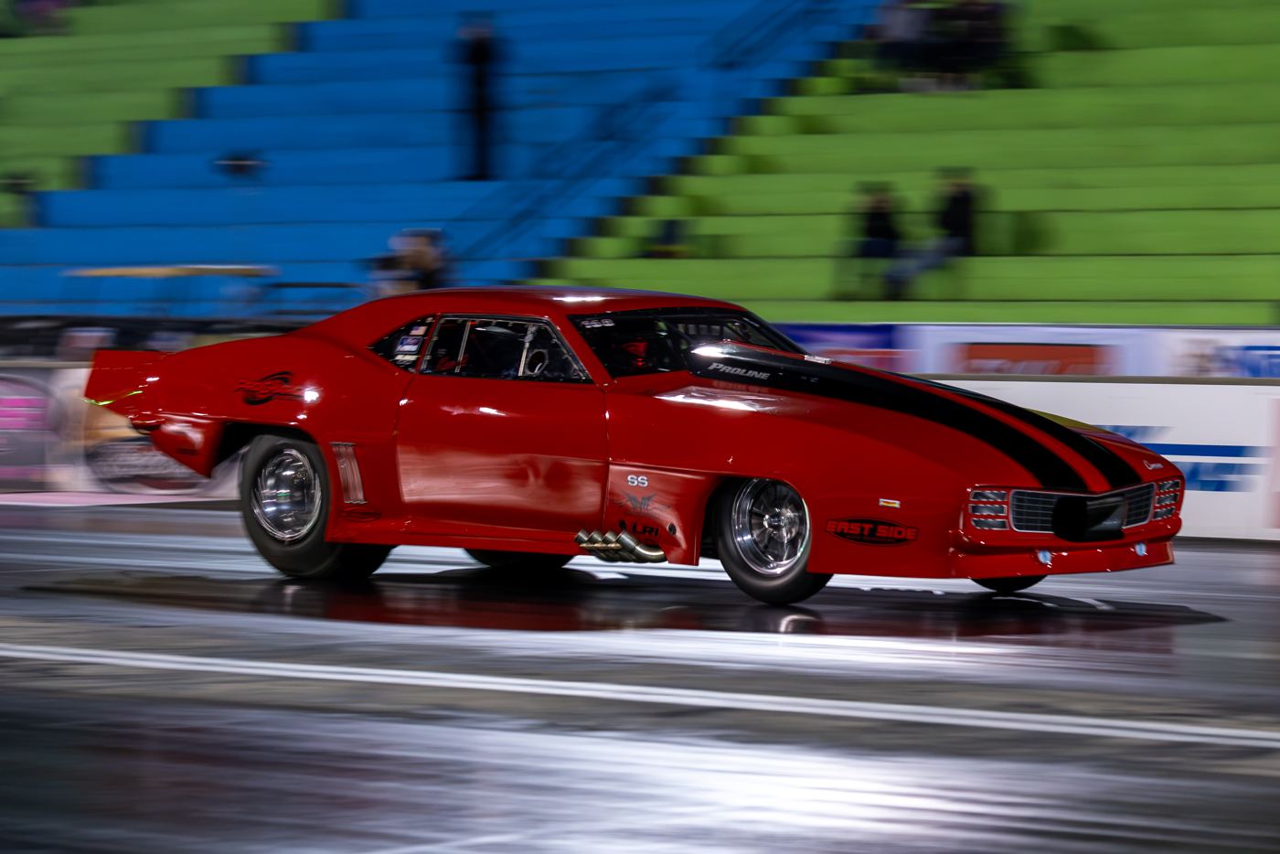Ken Quartuccio's 1969 Camaro lifts the front wheels on a Radial vs. the World pass at South Georgia Motorsports Park